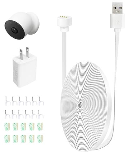AYIIFEI Power Cable Compatible with Google Nest Cam Outdoor or Indoor, Battery, 26 FT/8m Weatherproof Indoor and Outdoor Cable Continuously Charging Your Nest Camera,with 5V 2A Outdoor Charger 1 Pack