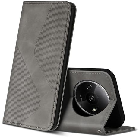 ZONNAVI Cover per Xiaomi Redmi A3, Flip Custodia Pelle PU con [Slot Cart] [Supporto Stand] [Magnetica], Cover a Libro Portafoglio per Redmi A3 (Grigio)