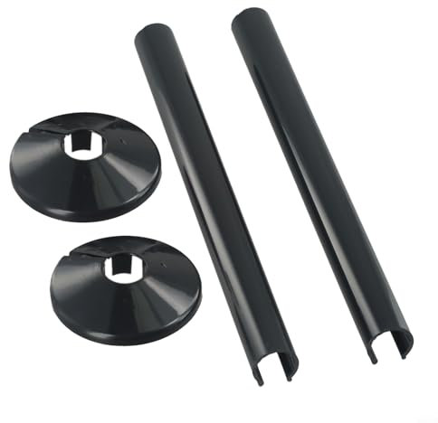 Lot de 2 cache-tuyaux de radiateur FACULX et 2 colliers de tuyau, cache-tuyaux de radiateur 15 mm x 200 mm et 16 mm (noir)