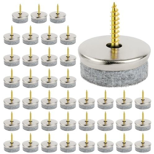 Flintronic Feltrini, 40 Pezzi Feltrini con vite, Feltrini Sedie 28 mm, Scivoli per Mobili Professionali, Piedini Protettivi per Mobili, il Rumore, per Mobili e Pavimenti (Grigio)