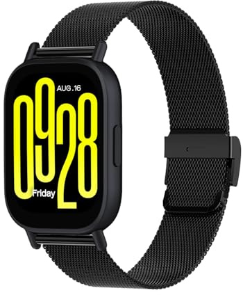 LanQii 22mm Metall Armband für Xiaomi Watch S4/Redmi Watch 5 Active/Redmi Watch 5 Lite, Metall Edelstahl Ersatzarmband für Xiaomi Watch S4/Redmi Watch 5 Active/Redmi Watch 5 Lite - Schwarz