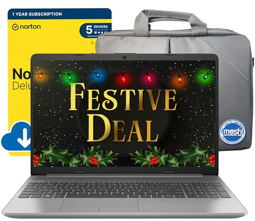 MESH Computers HP 255 G10 15.6-inch Full HD Laptop (AMD Ryzen 3 7330U, 16 GB RAM, 512 GB SSD, Wi-Fi 6, Windows 11 Home) includes FREE Norton 360 Deluxe Anti Virus