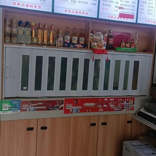 Puertas abatibles Ventana corredera plegable de PVC con asas y cristal, Puerta de Acordeón Interior Personalizable para Ático Sótano Cocina, Puerta plegable magnética para espacios pequeños(60x40cm/23