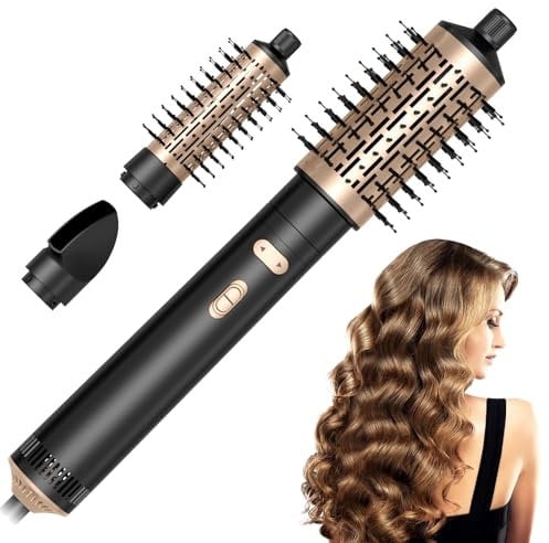 3 in 1 Föhnbürste, 850W Ionen Haartrockner mit 38/50mm Rotierende Warmluftbürste und Haartrockner zum Trocknen, Glätten, Formen und für Volumen, Abnehmbarer Bürstenkopf, Kühlmöglichkeit