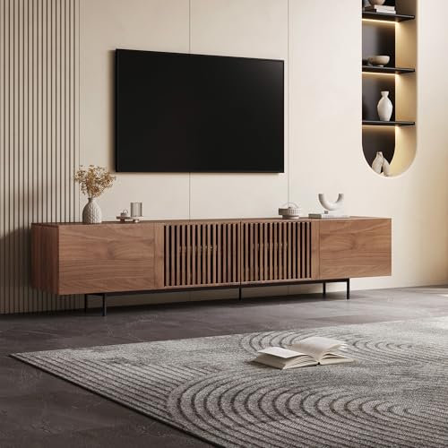 LumivoxNest Modern TV Cabinet for 75-Inch TV – TV Stand with Large Storage, Media Console for Living Room & Bedroom, 180cm, Walnut (180cm)