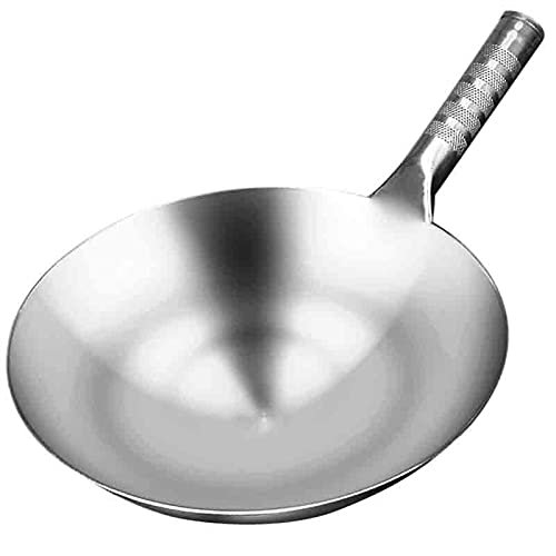 LSyySy Stainless Steel Wok 32cm Gas Stove Wok Chinese Traditional Cooking Pan