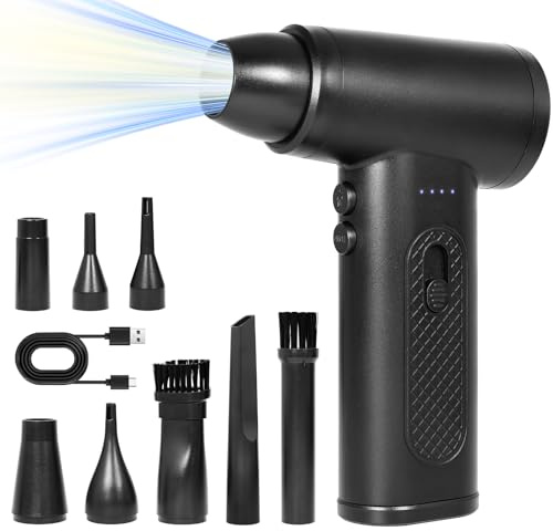 KozyOne Compressed Air Duster, 130000RPM Electric Air Duster with LED Lighting,Rechargeable Air Blowe for PC, Keyboard, Car, Outdoor