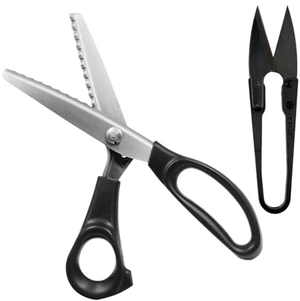 Zackenschere Gezahnt, Zickzackschere Aus Edelstahl, Mit Kreuzstich U-Scissors, Stoff Zackenschere Gezahnt, Profi Zick Zack Schere Stoff Set, Komfortgriffe Gehandhabt