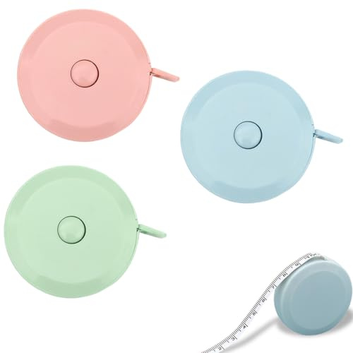 KIRZAX 3 Stück Massband Körper, Weiches Doppelseitiges Maßband, 150 cm / 60 INCH Schneidermaßband, Praktisches einziehbares Maßband, Flexibles Maßband Zum Messen von Länge, Brust/Taille, Zählen