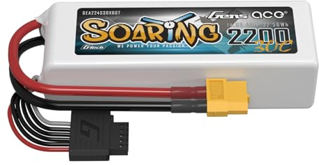 Gens ace Soaring Batterie LiPo 4S 14,8 V 2200 mAh 30C avec Connecteur XT60 – Batterie Softpack pour Avion, Hélicoptère et Planeur RC