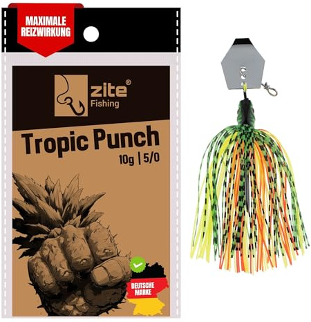 Zite Fishing Inzite Blader Chatter-Jigs | Bladed Jig Köder in 10g 16g & 21g | Intensive Vibrationen & 6 Farben | Trailerfähig mit scharfem Einzelhaken