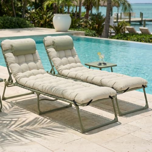 CASABEL Sonnenliege Klappbar, 2er Set, Gartenliege Wetterfest und Bequem, Stahlrahmen und Textilene Bezug, Klappliege für Garten, Terrasse oder Camping, Liege für Schwimmbad oder Freibad, Salbeigrün