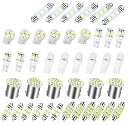 Azarton LED Innenraumbeleuchtung Auto Set 42 Stück, energieeffiziente LED Lampen für Innenraum, Karte, Kuppel, Kofferraum und Kennzeichenbeleuchtung, langlebiges Upgrade