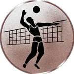 S.B.J - Sportland Pokal/Medaille Emblem, Motiv Volleyball-Herren, Durchmesser 50 mm, Silber