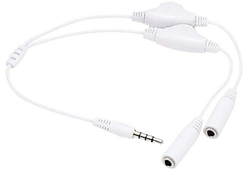 Earphone/Headphone Audio Jack Splitter With Separate Volume Controls - Works with Smartphones, Tablets, Laptops, HiFi, DVD, MP3 and MP4 Players - Audio 3.5mm Jack Y Shape Splitter - White