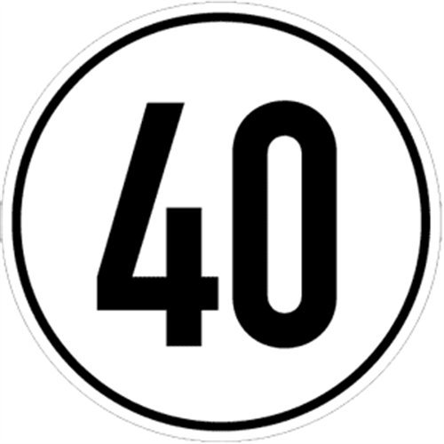 Schild Geschwindigkeitsschild, 40 km/h, Alu, Ø 20 cm