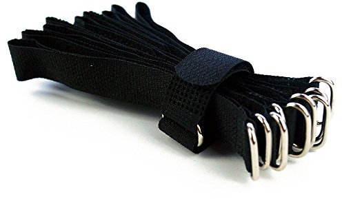 10 x Klettkabelbinder Metallöse - Haken/Flausch auf GLEICHER SEITE! - 15 cm schwarz/Kabelmanagement für Gewerbe Büro Schreibtisch Hobby Klettkabelbinder