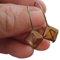 ★ ALTES ECKIGES BERNSTEIN GLAS ★ lange Haken Ohrringe bronze