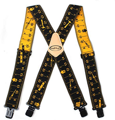 Hosenträger für Werkzeuggürtel, 5,1 cm breit, verstellbare und elastische Hosenträger in X-Form mit sehr starken Clips – robuste Hosenträger für Herren (schwarzes Band)