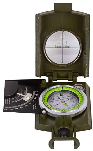 Levenhuk Army AC20 Taktischer Flüssigkeitgefüllter Kompass mit Visierschlitz, Neigungsmesser, Kartenskala, Wasserwaage, Trageriemen und Tragetasche