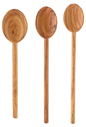 Eddingtons Olive Wood Cooking Spoon Set, Set of 3, 10/12/13.75-Inch, Fine Italian Olivewood
