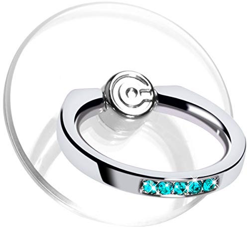 Transparent Telefon Ring Halter Griff für Handy, EI Sonador Durchsichtiger Ring Ständer, Kickstand, Kompatibel mit Smartphones, Tablets und Hüllen (2 Aquamarin Diamant)