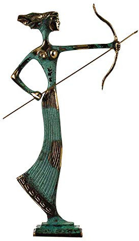 Artemis Diana - Estatua griega de la naturaleza de la luna con arco de bronce macizo de 36 cm