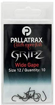 Pallatrax Gripz Wide Gape Fishing Hooks - Carp Fishing Hooks - Award Winning Fishing Hooks (Size 12 - Wide Gape Gripz)
