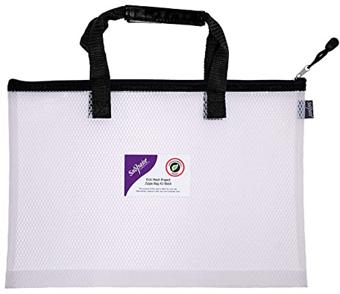 Snopake 15874 Tasche für Projekte/Bücher, A3, hohe Kapazität, EVA-Netzstoff, robust, mit weichem Tragegriff, transparent/schwarz, ohne PVC, ohne Weichmacher1 Stück