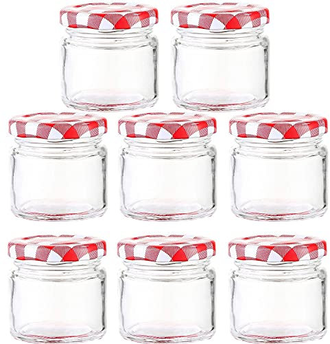 8 Pièces Pot de Confiture, Bocal en Verre, Mini Bocal en Verre Rond Vide, Convient pour Les Bonbons, Les Confitures, Les Fruits en Conserve(100ML)