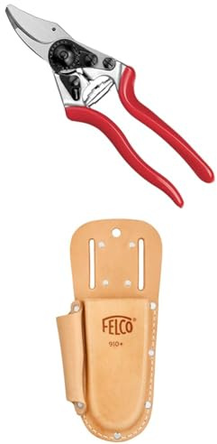 FELCO 6 Gartenschere mit Lederholster 910+ – Kompaktes Set für kleine Hände, ideal für feine Schnittarbeiten im Garten