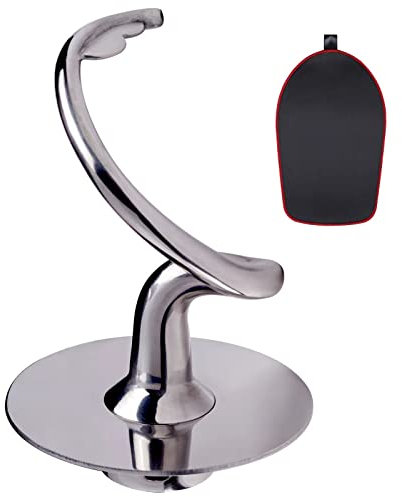 K45DH Dough Hook Attachment and Mixer Slider Mat for KitchenAid 4.5-5 Quart Tilt-Head Stand Mixer, Stainless Steel Spiral Dough Hook, Mess Free, Dishwasher Safe, Mixer Accessory
