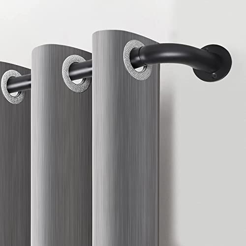 Imperial Rooms Curtain Pole Metal Extendable Room Darkening Blackout Curtain Rod with Curved Pole - Adjustable Curtain Poles for Eyelet Curtains (Matte Black, 120-210cm, 48 to 83 Inches)