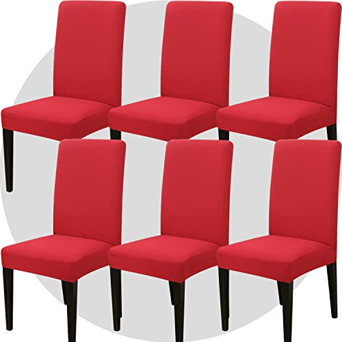 ZHILING Stuhlhussen Bezüge Set von 6 Super Fit Stretch abnehmbare waschbare Esszimmerstuhl Protector Cover Sitzbezug für Hotel, Esszimmer, Zeremonie, Bankett Hochzeitsfeier(Rot)