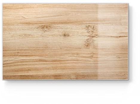 DEQORI Frühstücksbrett Glas | klein 23x14 cm | Motiv Holzstruktur detailliert | Design Schneidebrett für Küche | Frühstücksbrettchen antibakteriell & rutschfest | Glasplatte & Servierplatte
