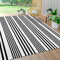 OJIA Outdoor-Teppich für Terrasse, 1,5 x 2,3 m, schwarz-weiß gestreift, maschinenwaschbar, Baumwolle, handgewebt, für drinnen und draußen, für Schlafzimmer/Wohnzimmer/Veranda/Deck/Hinterhof/Camping