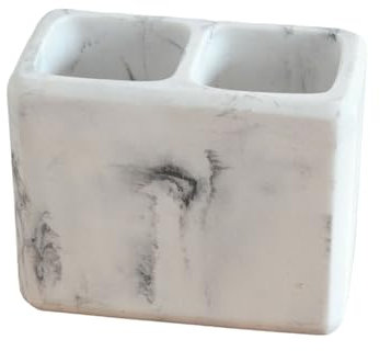 Marble White Grey Design Bathroom Accessories Organiser Tumbler Holder Soap Dispenser Tray (Toothbrush Holder)