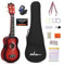 ADM Sopran Ukulele Set für Kinder und Anfänger, Ukulele Starter Kit mit Tasche, Stimmgerät, Regenbogensaiten, Bunter Gurt, Plektron, Griffbrettaufkleber, Akkord-Karte (Sunburst)
