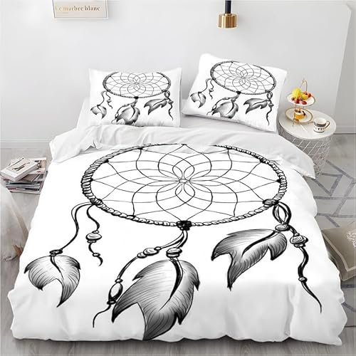 phonxia Bettwäsche 90x200 TraumfäNger Grau Bettbezug 90x200 mit Reißverschluss Bettwäsche Set 2 Kissenbezug 80x80 cm Deluxe Atmungsaktiv Reversibel Mikrofaser