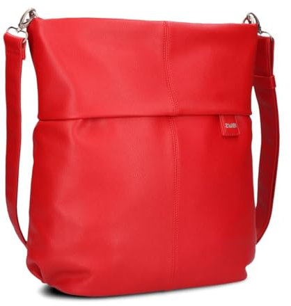Zwei Damen Handtasche Mademoiselle.M M140 Umhängetasche 12 Liter klassische Crossbody Bag aus weichem Kunstleder, DIN-A4 passend, große Tasche für die Arbeit, Büro oder Uni (cherry)