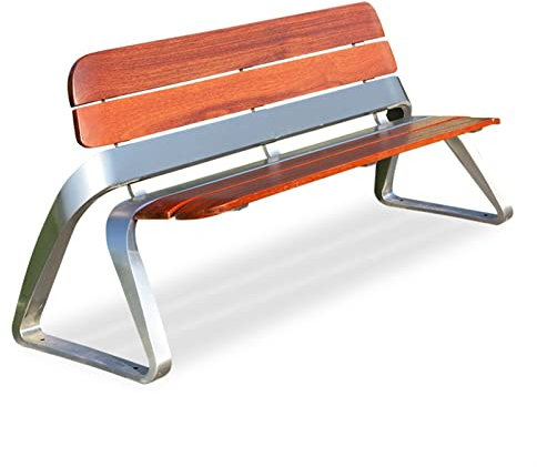 GRFIT Gartenbank Sitzbank Outdoor Bank Park Lounge Chair for 3 Personen Einfache Edelstahlbank mit Rückenlehne 70,8 Freizeitwerkzeug im Freien mit Holzlamellen Parkbank Terrassenbank (Color : A)