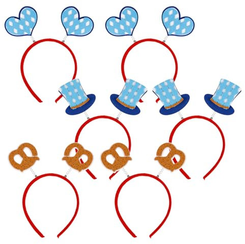 DATIFF 6 Stück Oktoberfest Haarreif Bayrische Haarschmuck Bierfest Haarband Kreative Bier Stirnband Brezen Kopfbedeckung Herz für Frauen Oktoberfest Party Deutsche Bierfest Deko Mottoparty Kostümparty