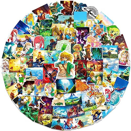 100 PCS The Legend of Zelda Aufkleber Vinyl Cartoon Tears of the Kingdom Aufkleber für Laptop Wasserflaschen Auto Gepäck Scrapbook Computer,Wasserdicht Niedliche Anime Sticker für Kinder Erwachsene