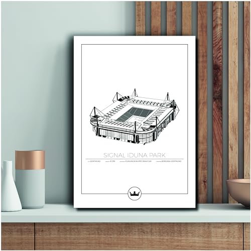Sverigemotiv Fußballstadion Wandkunstdruck – Bundesliga Fußballmannschaften (Borussia Dortmund - Signal Iduna Park, A4)– Fußball geschenke jungen für Fussball-Enthusiasten