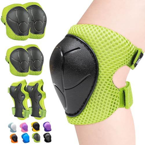Inkidio Knieschützer für Kinder Schutzausrüstungsset Knieschützer und Ellenbogenschützer-Set mit Handgelenkschutz für Mädchen und Jungen Rollschuhe Roller Radfahren Fahrrad Skateboard