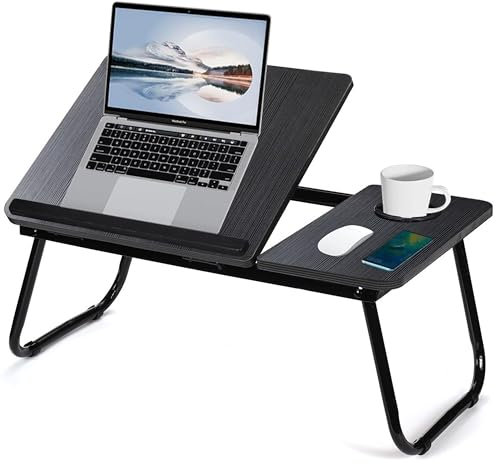 Blisswood Laptop Bed Table Laptop Desk With Foldable Legs & Cup Slot, Laptop Tray For Bed, Sofa Breakfast Folding Table Laptop Lap Desk Notebook Stand for Reading Writing Working (Black)