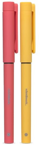 schreibwerk Tintenroller - 2er Set - Tintenschreiber für Rechts- und Linkshänder - Linienstärke 0,5 mm dünn - Rot, Gelb