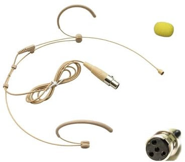 Beige Dual Earhook Headset Microphone Omnidirectional Headworn Mic Compatible with Shure Wireless System Bodypack Transmitter Ideal for Lectures, Live Performance, Theater, Podcasts