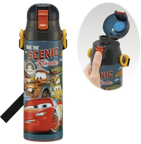 Skater SDC6N-A Trinkflasche Kinder Edelstahl Direkttrinken 606.3 ml (580ml) Disney Cars 24 Kinderfreundlicher leichter Typ kälteisoliert Sportflasche Cool für Kids