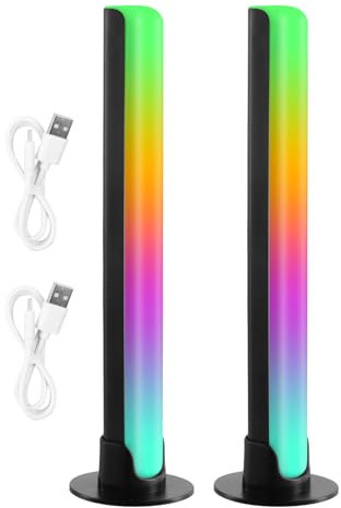 Litinliv 2 Pz Barra Luz LED RGB, 21cm Luces Ambiente Ritmo Musical, 10 Modos Color y 8 Modos Dinámicos, Lampara Gaming USB, LED Luces Sincronización para PC, LED Gamer Decoración, Sin APP